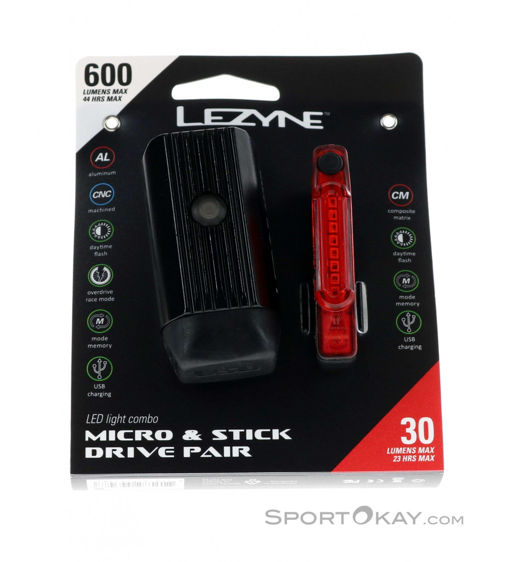 Lezyne Micro Drive 600 XL/ Stick Drive Fahrradlicht Set
