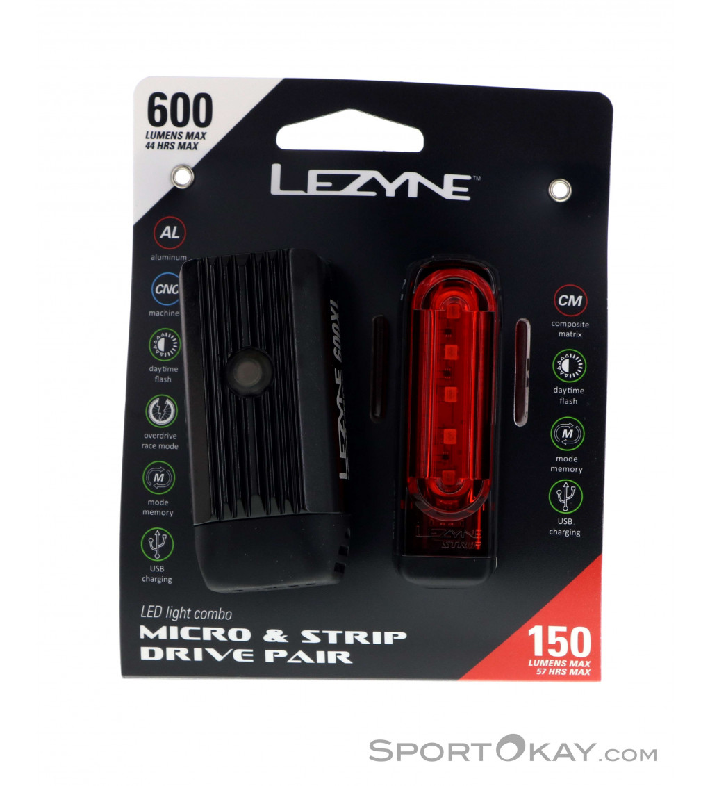 Lezyne Micro Drive 600 XL/Strip Drive Fahrradlicht Set