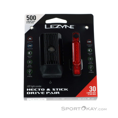 Lezyne Hecto Drive 500XL/Stick Drive Fahrradlicht Set-Schwarz-One Size