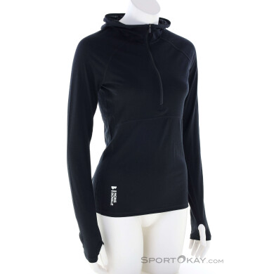 Mons Royale Bella Merino Air-Con Hood LS Damen Funktionsshirt-Schwarz-M