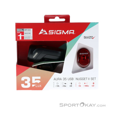 Sigma Aura 35 / Nugget II Set StVZO Fahrradlicht Set-Schwarz-One Size