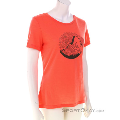 Super Natural Mountain Mandala Tee Damen T-Shirt-Orange-S