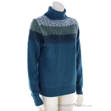 Devold Syvde Wool High Neck Damen Sweater-Blau-S