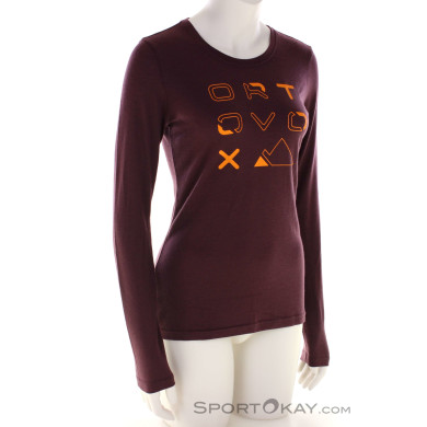 Ortovox Merino Brand Outline LS Damen Shirt-Rot-XS