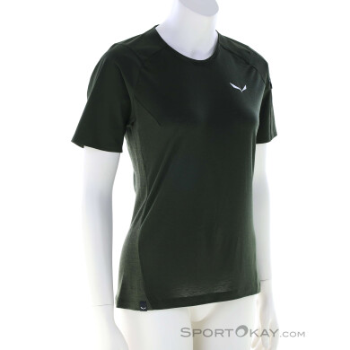 Salewa Puez AM Hybrid Damen T-Shirt-Oliv-Dunkelgrün-40