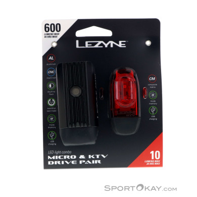 Lezyne Micro Drive 600 XL/KTV Fahrradlicht Set-Schwarz-One Size