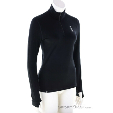 Mons Royale Cascade Merino Flex 1/4 Zip Damen Funktionsshirt-Schwarz-M