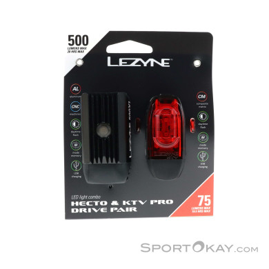 Lezyne Hecto Drive 500XL/KTV Pro Fahrradlicht Set-Schwarz-One Size