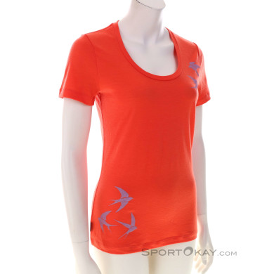 Icebreaker Merino Tech Lite II Swarming Damen T-Shirt-Orange-M
