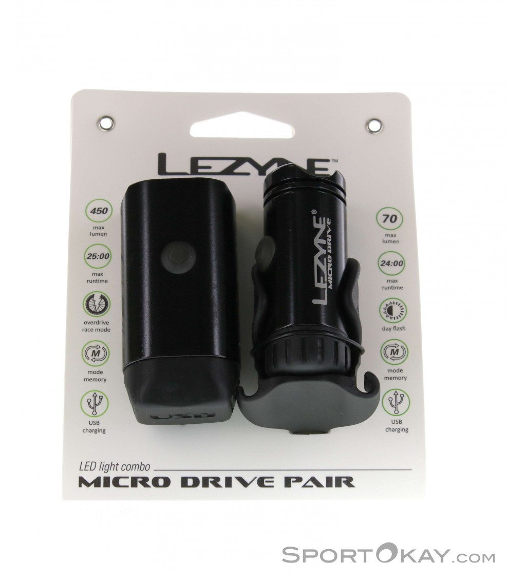Lezyne Micro Drive 450XL-Micro Drive Set Luci della Biciclet
