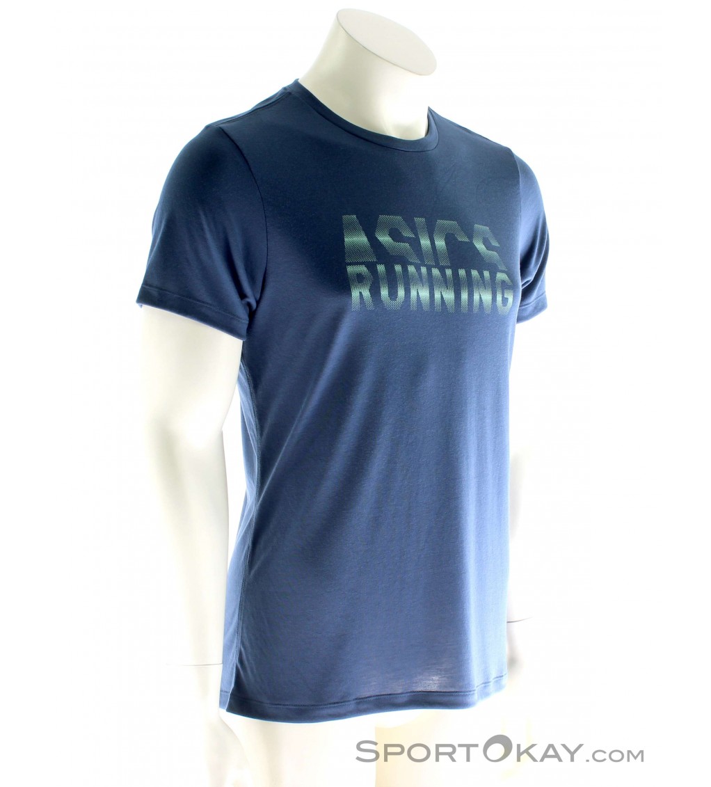 Asics Graphic SS Top Uomo Maglietta Magliette Abbigliamento running Corsa Tutti