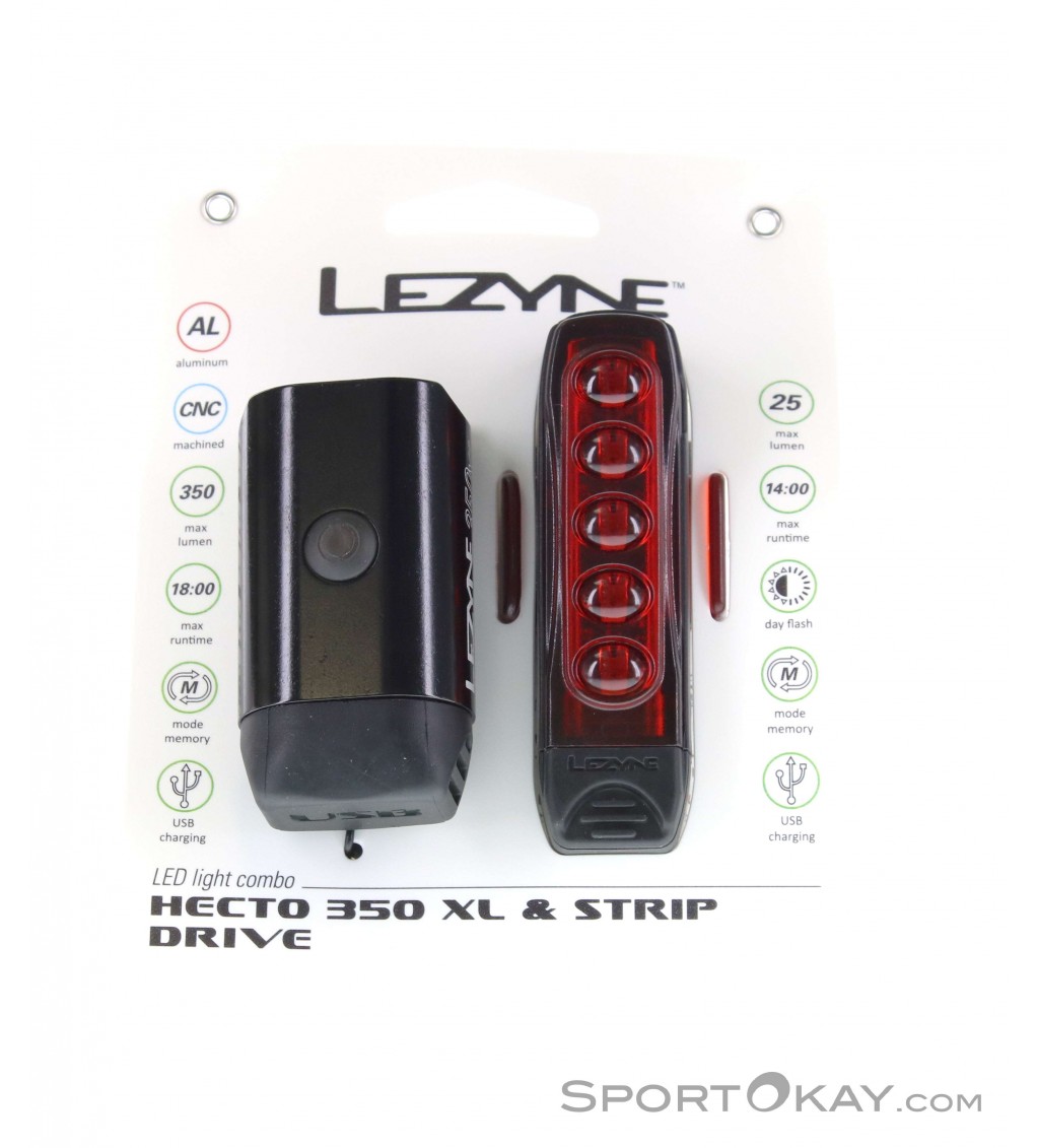Lezyne Hecto Drive 350XL-Strip Drive Set Bike Lights