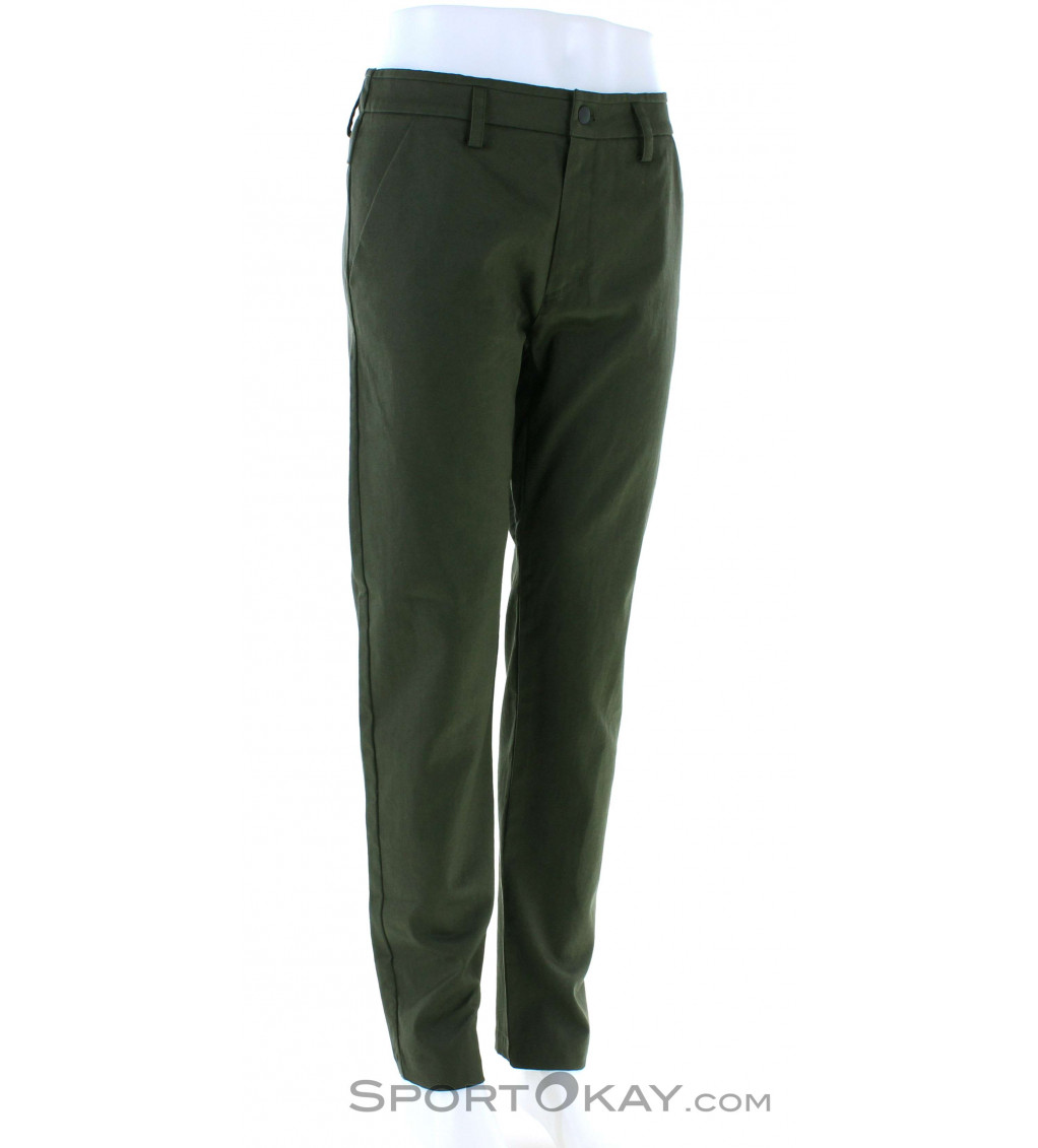 Dark green elastic pants tapered cut cotton - Dreuille model - FAGUO