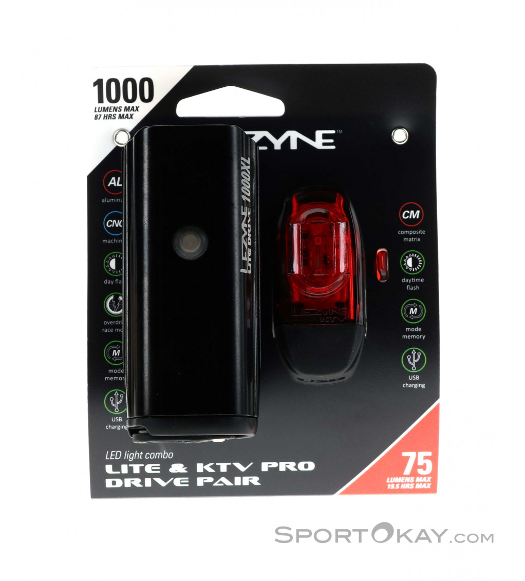 Lezyne Lite Drive 1000 XL/KTV Pro Súprava svetiel na bicykel