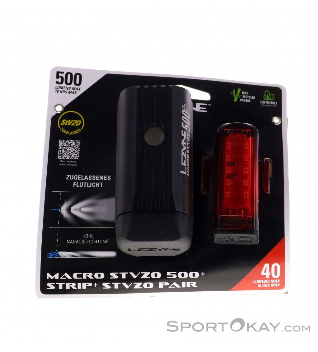 Lezyne Macro Drive 500+ Pro + Strip+ StVZO Súprava svetiel na bicykel