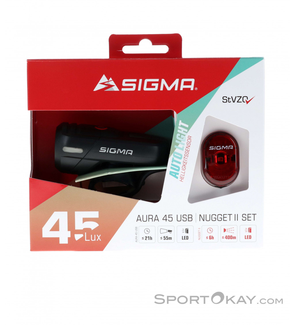 Sigma Aura 45 / Nugget II Set StVZO Bike light set