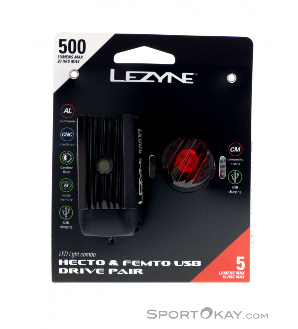 Lezyne Hecto Drive 500XL/Femto USB Set de luces de bicicleta