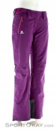 Salomon Iceglory Pant Womens Ski Pants, Salomon, Purple, , Female, 0018-10335, 5637369621, 887850636913, N1-01.jpg