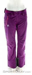 Salomon Iceglory Pant Womens Ski Pants, Salomon, Purple, , Female, 0018-10335, 5637369621, 887850636913, N2-02.jpg