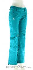 Salomon Iceglory Pant Womens Ski Pants, Salomon, Turquoise, , Femmes, 0018-10507, 5637515253, 889645047867, N1-01.jpg