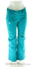 Salomon Iceglory Pant Womens Ski Pants, , Turquoise, , Female, 0018-10507, 5637515253, , N2-02.jpg