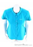 Salewa Puez Minicheck Dryton SS Womens Outdoor Shirt, , Blue, , Female, 0032-10517, 5637677154, , N3-03.jpg