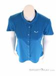 Salewa Puez Minicheck Dryton SS Womens Outdoor Shirt, , Bleu, , Femmes, 0032-10817, 5637795075, , N3-03.jpg