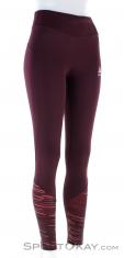 Odlo Soft Print Tights Women Running Pants, Odlo, Dark-Red, , Female, 0005-10168, 5637922363, 7613361877407, N1-01.jpg