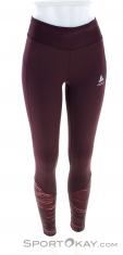 Odlo Soft Print Tights Women Running Pants, Odlo, Dark-Red, , Female, 0005-10168, 5637922363, 7613361877407, N2-02.jpg