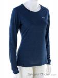 Salewa Puez Melange Dry L/S Femmes T-shirt fonctionnel, Salewa, Bleu foncé, , Femmes, 0032-11381, 5638091750, 0, N1-01.jpg