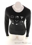 Ortovox Merino Brand Outline LS Mujer Camiseta, Ortovox, Negro, , Mujer, 0016-11842, 5638104578, 4251877757061, N3-03.jpg
