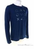 Ortovox 185 Merino Brand Outline LS Caballeros Camiseta, Ortovox, Azul oscuro, , Hombre, 0016-11843, 5638104597, 4251877756965, N1-01.jpg